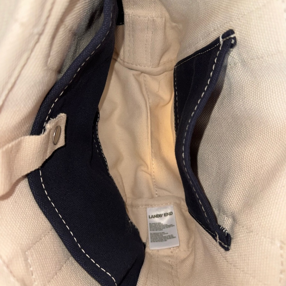 Lands' End Cream and Black Canvas Bag - Picture 3 of 4